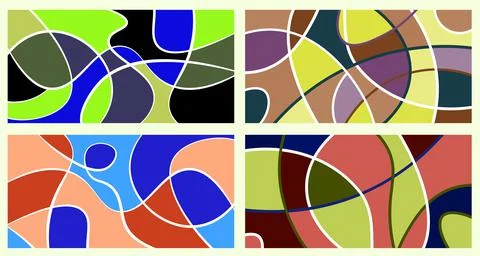 Abstract vivid neurography. A set of 4 templates. The stripes divide the plan Stock Illustration