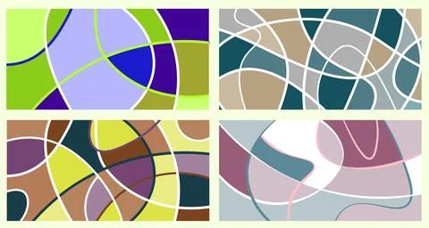 Abstract vivid neurography. A set of 4 templates. The stripes divide the plan イラスト素材