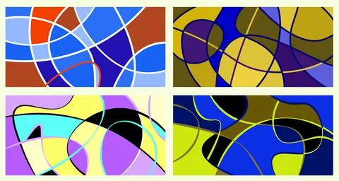Abstract vivid neurography. A set of 4 templates. The stripes divide the plan 스톡 일러스트
