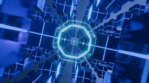 Abstract Vj loop, geometric transparent background, blue quads shapes Vidéo 275969962