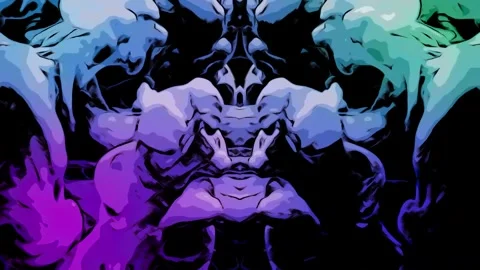 Abstract VJ Loop Morphing Inkblots Rorschach Test Cartoon Comic Look Stock Footage 294357511