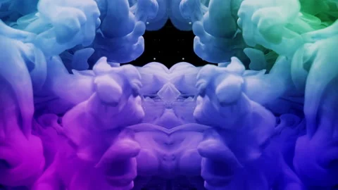 Abstract VJ Loop Morphing Inkblots Rorschach Test Purple And Teal Stock Footage 294358015