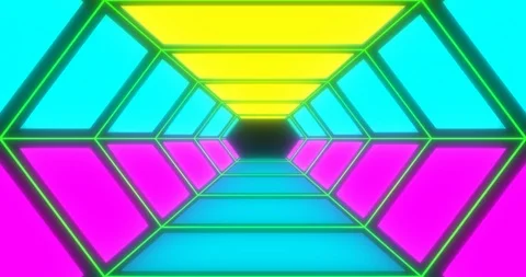 Abstract VJ loop sci-fi futuristic tunnel in hexagonal form. Stock Footage 124187257
