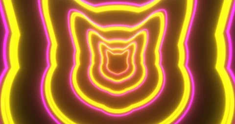 Abstract VJ loop sci-fi futuristic tunnel in cat head form. Stock Footage 124245127