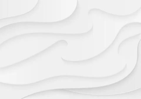 Abstract volumetric 3d soft white gray paper cuted art waves vector illustration Stock Illustration