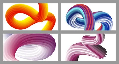 Abstract volumetric background. Cords. set of four illustrations. Toothpast.. 库存插图