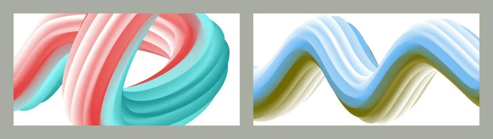 Abstract volumetric background. Cords. set of two illustrations. Toothpaste in a 库存插图