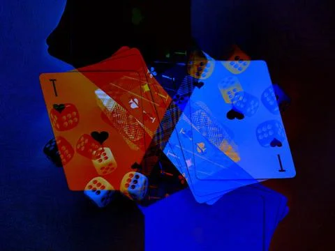 Abstract volumetric background with a spectacular combination of red, blue,.. Stock Illustration