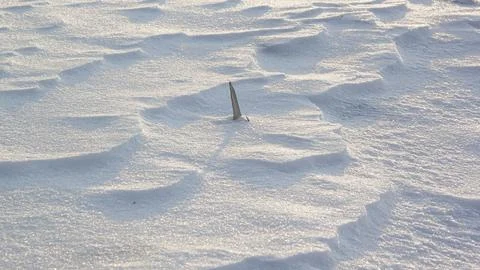 Abstract volumetric pattern on snow on ice in winter Stock Photos