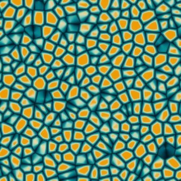 Abstract Voronoi Pattern Background with Orange Cells and Teal Gradient Mes.. Stock Illustration