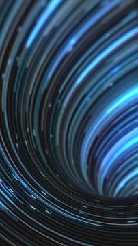 Abstract vortex of glowing blue lines swirling into a tunnel, representing .. Stock Photos