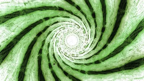 Abstract vortex with hypnotic stripes. Motion. Rotating and bending neon spiral Stock Illustration