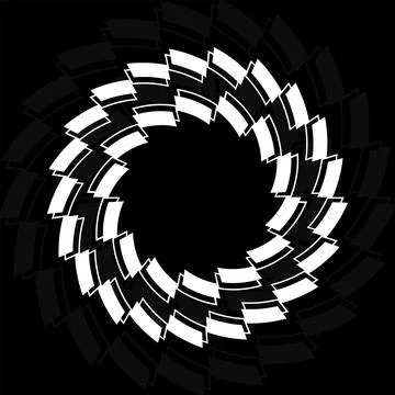 Abstract vortex motif with rotating rectangle pattern, geometric spiral illusion Stock Illustration