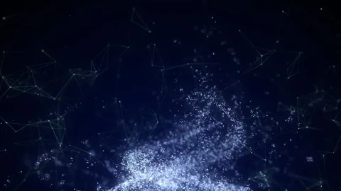 Abstract vortex particles background. Dynamic blue wave moving in explosion. Stock Footage 306537118