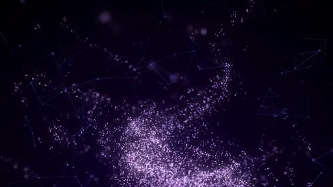 Abstract vortex particles background. Dynamic purple wave moving in explosion. Stock Footage 306537119