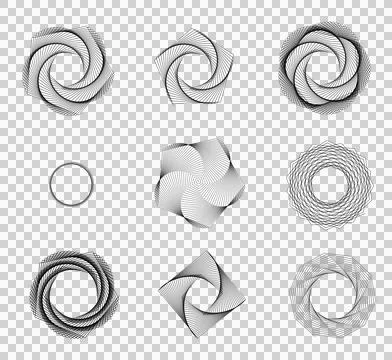 Abstract vortex shapes isolated over transparent background, png illustration イラスト素材