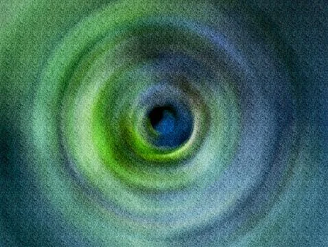 Abstract Vortex Spiral Tunnel Texture in Teal and Blue With Grainy Depth an.. Illustrazione stock