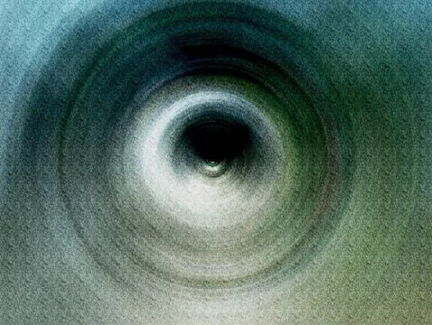 Abstract Vortex Spiral Tunnel Texture in Teal and Blue With Grainy Depth an.. Stock Illustration