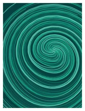 Abstract vortex swirl pattern in shades of teal and green. Stock Illustration