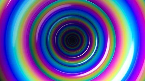 Abstract vortex tunnel formed by rainbow colored concentric circles Stock Illustration