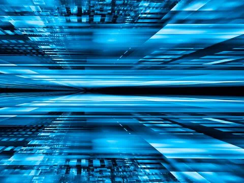 Abstract vr or sci fi background with perspective effect - 3d illustration Stock Illustration