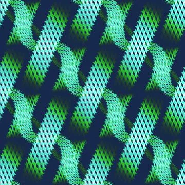 Abstract waffle-weave pattern with wavy lines mint and light green with Stock Illustration