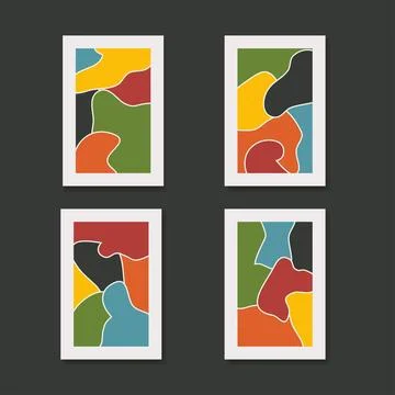 Abstract wall art posters set vector illustration Stock Illustration