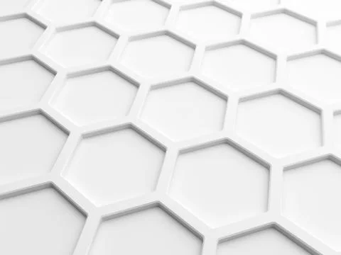 Abstract wall background with white honeycomb structure. 3d render illustrati Stock Illustration