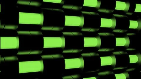 Abstract wall with moving elements along lighted tubes. Design. Industrial Stock Illustration