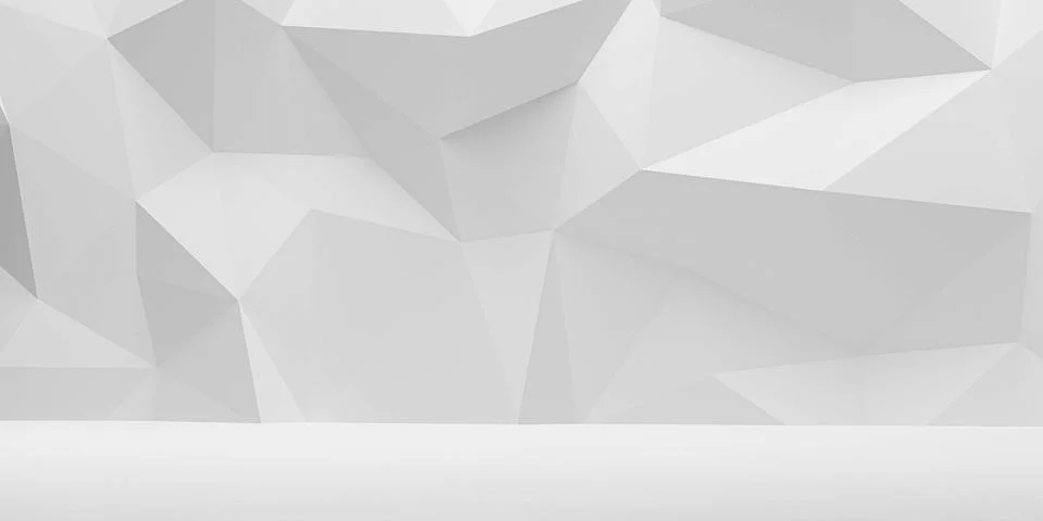 Abstract wall polygon white geometric structure with triangular shapes on white Ilustración de archivo