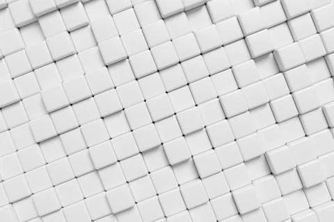 Abstract wall of white cubes, 3d background Stock Illustration