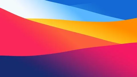 Abstract wallpaper from wavy layers filled colourful gradient, 2D background Illustrazione stock