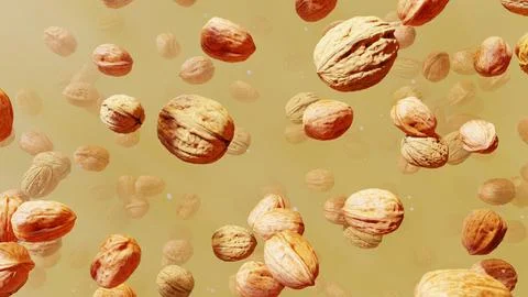 Abstract Walnuts Swirling In Mist Stock Photos