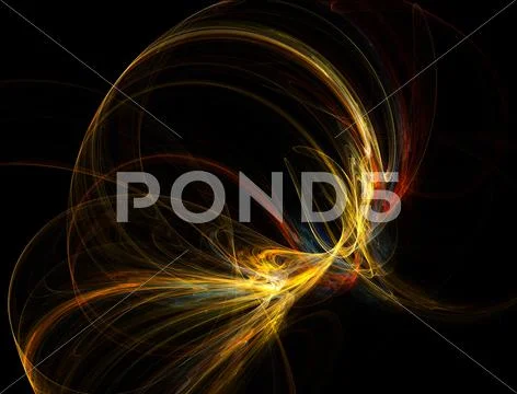 Abstract warm fractal nebula on black background Stock Illustration