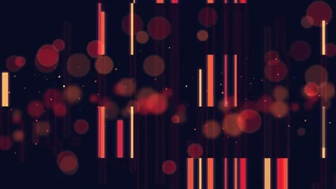 Abstract Warm Neon Vertical Light Bars and Red Bokeh Particles Animation Stockbeeldmateriaal 347777005