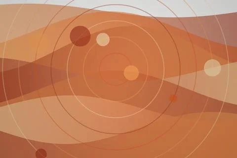 Abstract warm orange brown background with circles and waves Stock Illustration