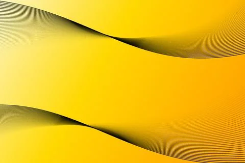 Abstract warm yellow-orange background with flowing black line pattern Stock Illustration