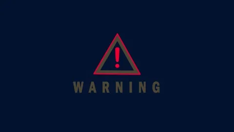Abstract warning sign animation and text flashing on a dark blue background loop Stock Footage 333569530