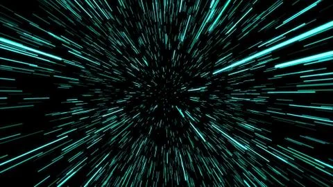 Abstract of warp or hyperspace motion in blue star trail. Exploding and exp.. Illustration