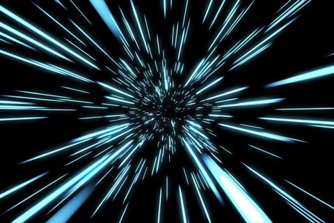 Abstract of warp or hyperspace motion in blue star trail. Exploding and expan 스톡 일러스트