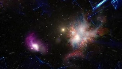 Abstract of warp or hyperspace motion in blue star trail. Stock. Exploding and Stock Illustration