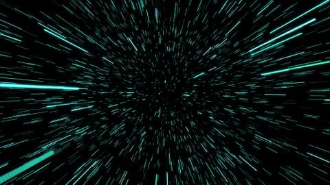 Abstract of warp or hyperspace motion in blue star trail. Exploding and exp.. Stock Photos