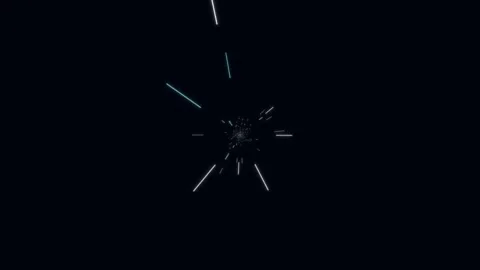 Abstract warp speed light streaks flying through dark space Stock Footage 336994345