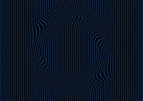 Abstract warped blue dotted lines forming distorted circle shape, tech mini.. Stock Illustration