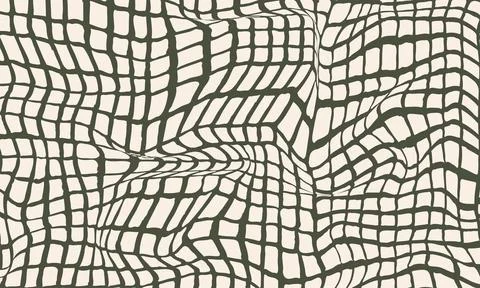 Abstract warped checkered vector background in natural colors Stock Illustration