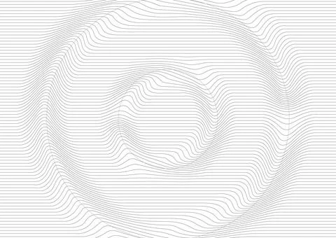 Abstract warped grey lines forming distorted circle shapes, tech minimal ba.. Stock Illustration