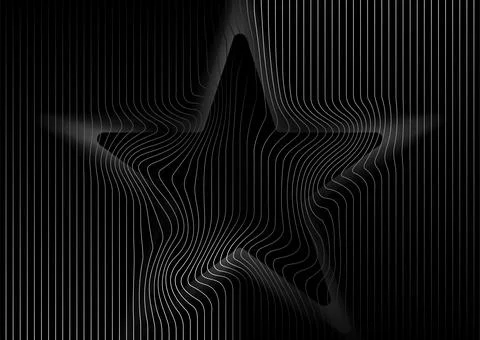 Abstract warped grey metallic lines forming distorted star shape, tech mini.. Illustrazione stock