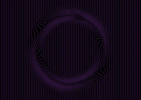 Abstract warped violet lines forming distorted circle shape, tech minimal b.. Stockillustratie