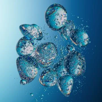 Abstract Water Bubbles in Motion with a Transparent Background Stock Illustration