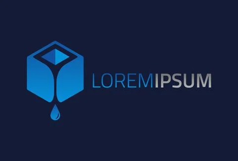 Abstract Water Drop Blue Box with Dark Background Logo Design	 Illustrazione stock